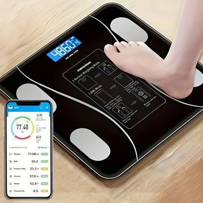 Digital Bathroom Scale 400 lb / 180 kg - Intelligent Body Weight Scale with Backlit LED Display, Sturdy Tempered Glass, Compact Smart Scale for Home