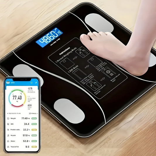 Pèse-personne numérique 400 lb / 180 kg - Pèse-personne intelligent avec écran LED rétroéclairé, verre trempé robuste, balance compacte pour la maison