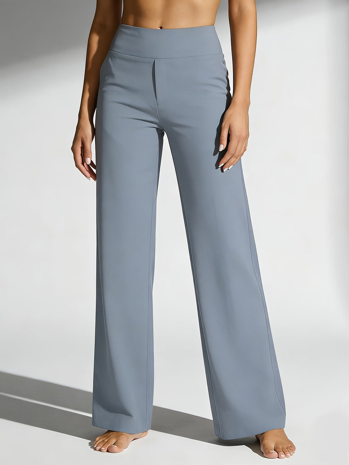Pantalon de yoga taille haute à jambe droite pour femme avec poches – Vêtement de sport décontracté, extensible et ample pour femme, pantalon d'entraînement uni d'été pour le yoga, la gym, le pilates et le quotidien, S-XXL