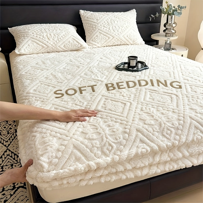 Drap de lit doux gaufré européen – Housse de matelas à poches profondes toutes saisons, literie ultra-douce lavable en machine pour lits une place, doubles, grand format et très grand format, protège-matelas chaud (sans taie d'oreiller)