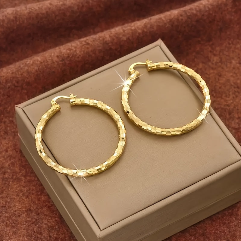 Boucles d'oreilles créoles torsadées plaquées or 14 carats pour femmes – Créoles rondes bohèmes vintage, cuivre sans nickel, parfaites pour un usage quotidien, un mariage, une fête, un anniversaire ou comme cadeau de Noël