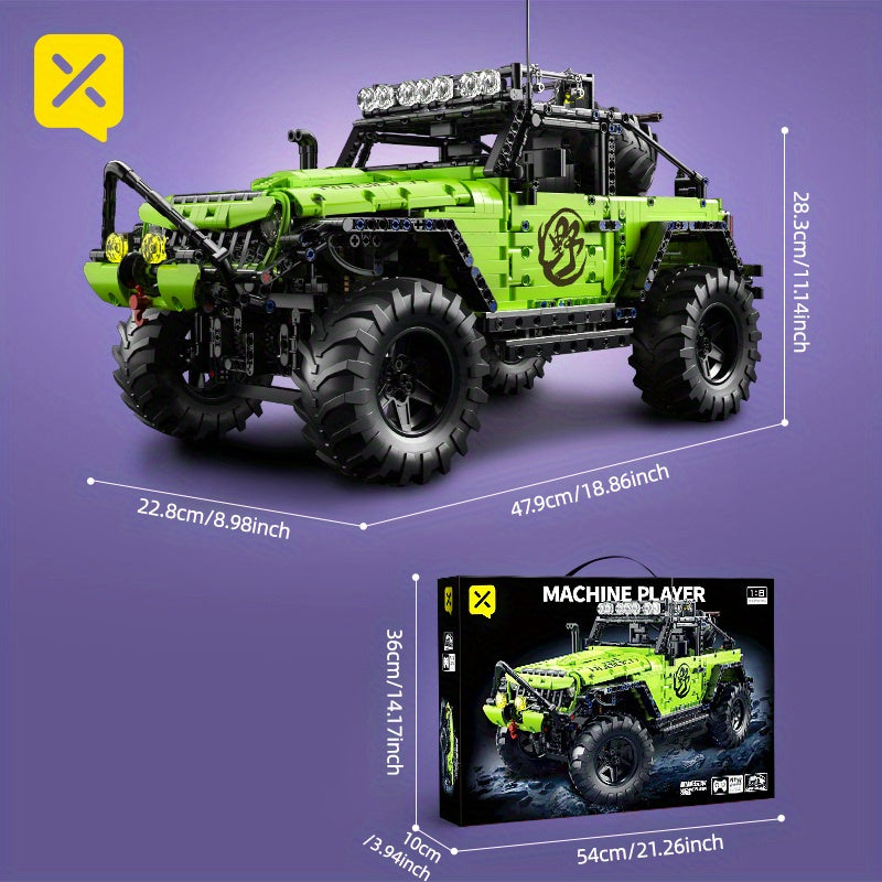 2372 pièces, voiture tout-terrain de construction à grande échelle 1:8 avec pneus imposants – Modèle d'exposition détaillé de véhicule tout-terrain, cadeau pour adultes et enfants