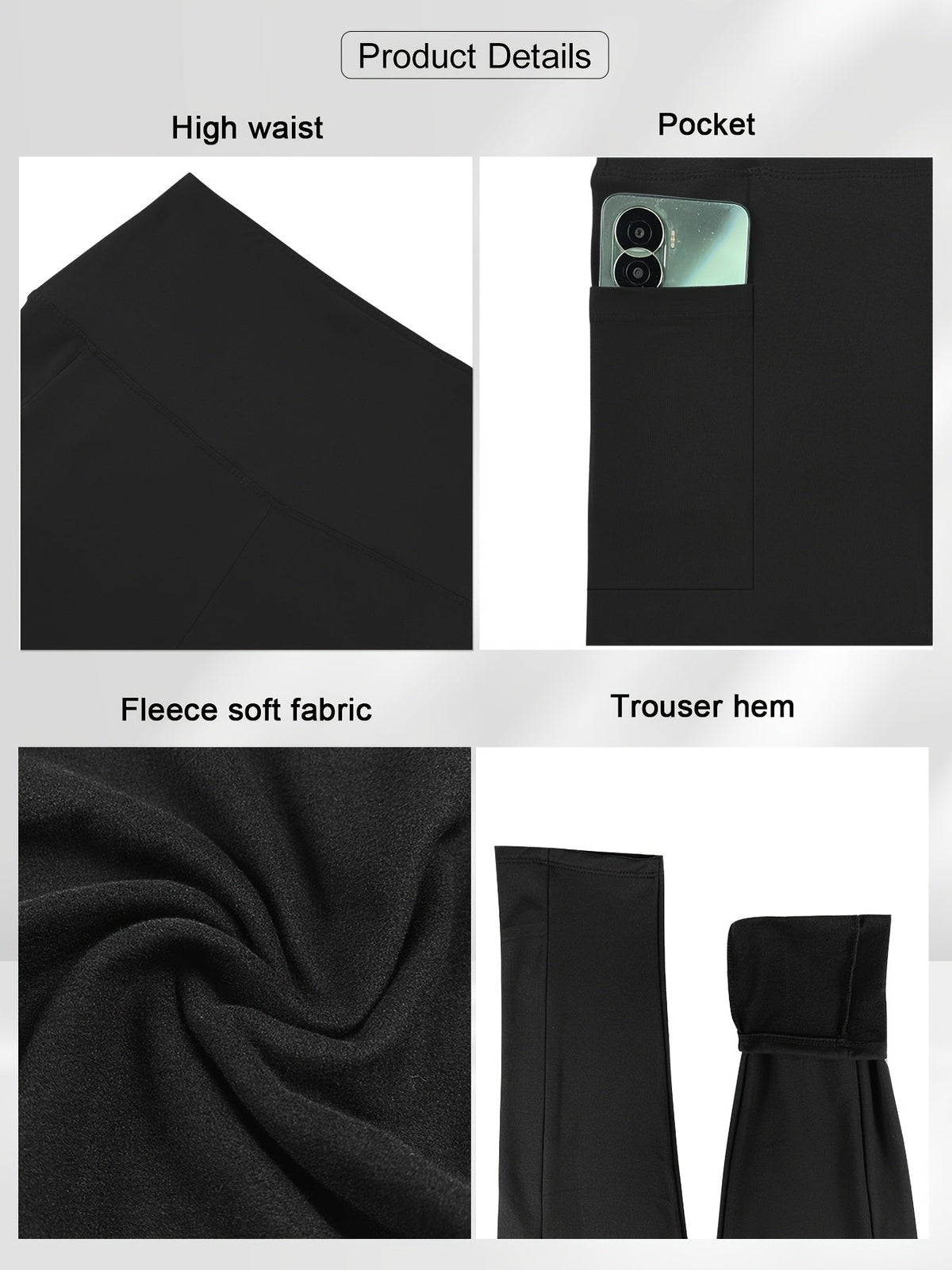 Pantalon de yoga grande taille pour femme avec poches – Legging chaud doublé en polaire taille haute pour l'automne et l'hiver, pantalon de sport moulant élastique, tailles 1XL-5XL en noir, gris, bordeaux et bleu marine