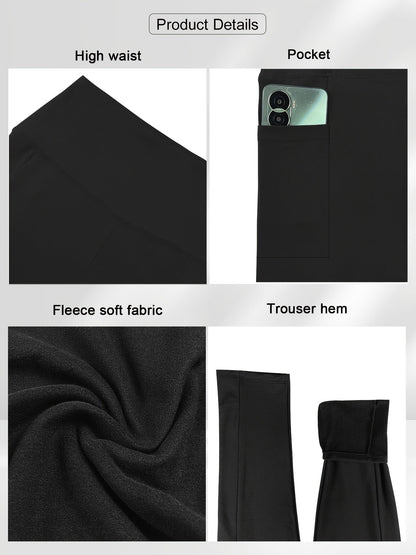 Pantalon de yoga grande taille pour femme avec poches – Legging chaud doublé en polaire taille haute pour l'automne et l'hiver, pantalon de sport moulant élastique, tailles 1XL-5XL en noir, gris, bordeaux et bleu marine