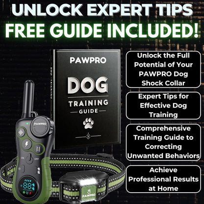 Collier de dressage pour chien avec télécommande, portée de 6 km – 124 niveaux réglables, 4 modes (bip, vibration, choc, veilleuse), collier électronique rechargeable pour chiens de 2 à 61 kg, avec guide de dressage