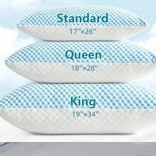 2-Pack Cooling King Size Pillows – Hotel Quality Non-Collapsing Down Alternative with Memory Foam Filling, Polyester & Viscose Cover, Machine Washable, for Side Back Stomach Sleepers
