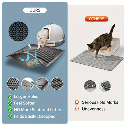 Tapis de litière pour chat extra large double couche 61x89 cm - Tapis attrape-litière antidérapant, lavable, étanche et anti-éclaboussures en EVA, résistant aux odeurs et facile à nettoyer, design amélioré 2026, rose