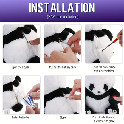 Peluche Panda Lumineuse 20 & 30 cm – Adorable Jouet en Peluche Ours Panda avec Lumière LED, Peluche Douce à Câliner pour Enfants Garçons Filles, Cadeau d'Anniversaire, de Noël, de Fêtes et Décoration d'Intérieur