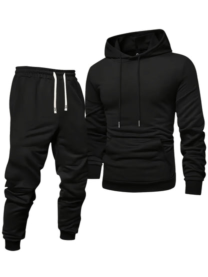 Ensemble de survêtement pour homme, lot de 6 pièces, sweat à capuche décontracté à manches longues avec cordon de serrage, pantalon de jogging, tissu tricoté, noir, rouge, gris, couleur unie, tenue de sport, coupe régulière, tenue d'entraînement.