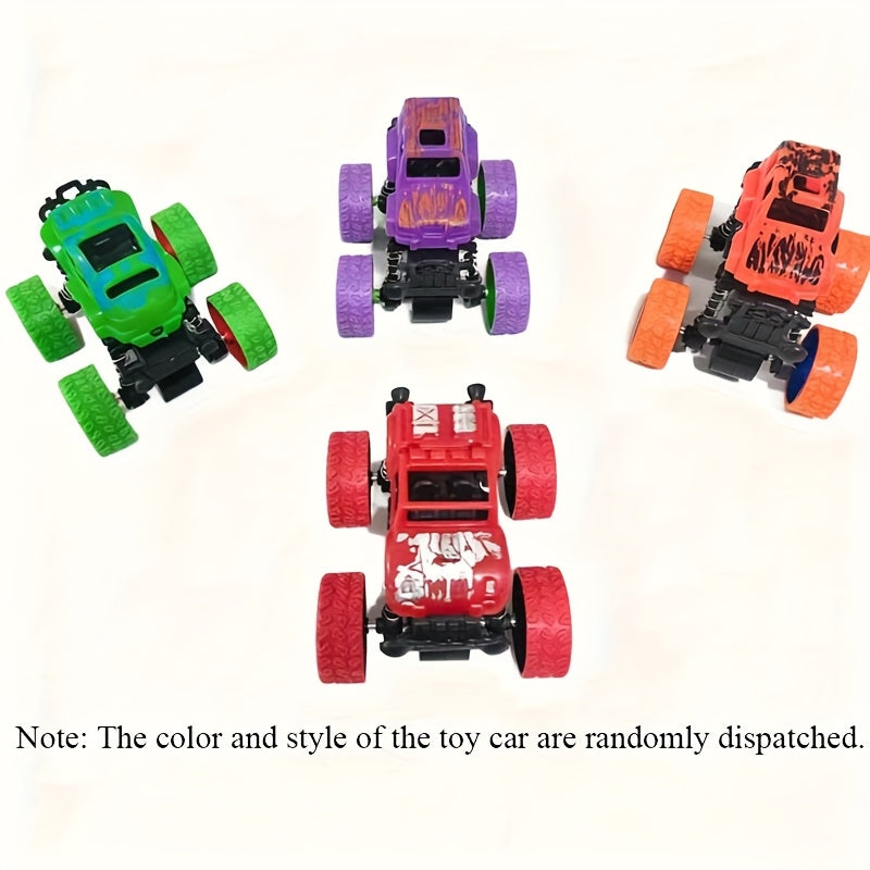Lot de 4 camions monstres à friction pour tout-petits et enfants de 3 ans et plus - Voitures à inertie « Push & Go » avec rotation à 360°, conduite bidirectionnelle, ensemble de mini véhicules durables, cadeau d'anniversaire, couleur aléatoire