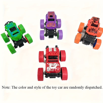 Lot de 4 camions monstres à friction pour tout-petits et enfants de 3 ans et plus - Voitures à inertie « Push & Go » avec rotation à 360°, conduite bidirectionnelle, ensemble de mini véhicules durables, cadeau d'anniversaire, couleur aléatoire