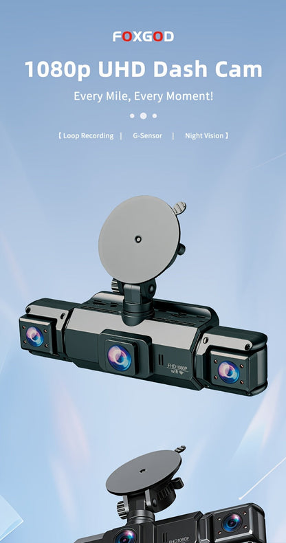 Dashcam 360° 3/4 canaux 1080P HD avec vision nocturne, WDR, capteur G, enregistrement en boucle, surveillance de stationnement 24h/24 et 7j/7, WiFi, système de caméra embarquée multi-objectifs pour une couverture complète sans angles morts