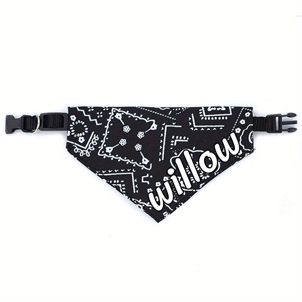 Bandana pour chien personnalisé avec fermeture à pression - Collier bavoir ajustable en polyester doux pour petits, moyens et grands chiens, tailles S M L, 4 couleurs (noir, rouge, bleu, rose), cadeau de vacances