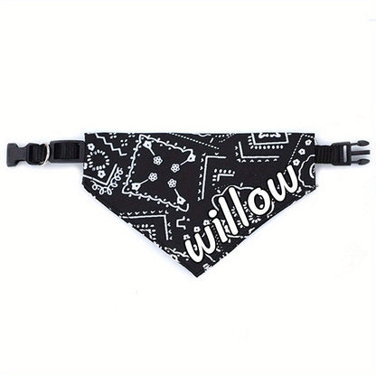 Bandana pour chien personnalisé avec fermeture à pression - Collier bavoir ajustable en polyester doux pour petits, moyens et grands chiens, tailles S M L, 4 couleurs (noir, rouge, bleu, rose), cadeau de vacances
