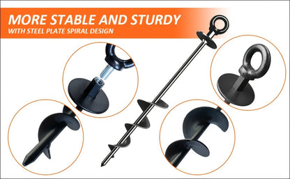 Ancres de sol en spirale robustes de 18 pouces en acier au carbone – Lot de 4 ou 6 piquets de terre à visser pour tente, trampoline, attache pour chien, jardin et ancrage sécurisé pour le camping en plein air