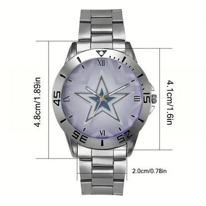 Montre à quartz pour homme avec bracelet en acier inoxydable, cadran rond simple et décontracté, montre-bracelet analogique classique en métal, cadeau pour homme, argenté