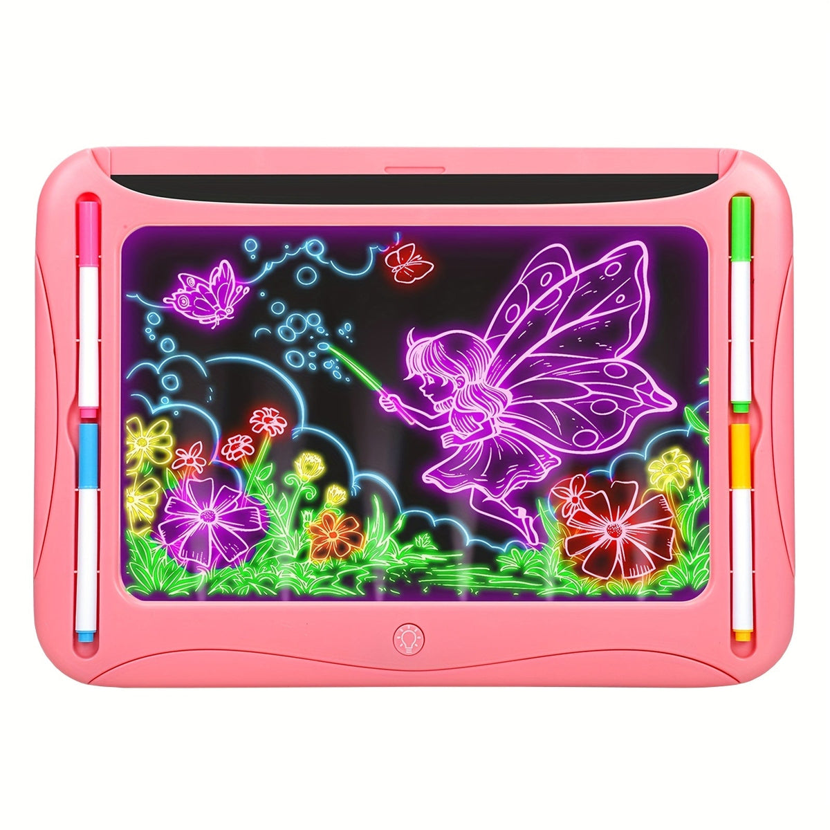 Tablette à dessin lumineuse LED pour enfants de 3 à 8 ans – Kit d’art phosphorescent avec 9 cartes recto-verso et 6 marqueurs, jouet éducatif de voyage, cadeau d'anniversaire et de Noël pour filles et garçons