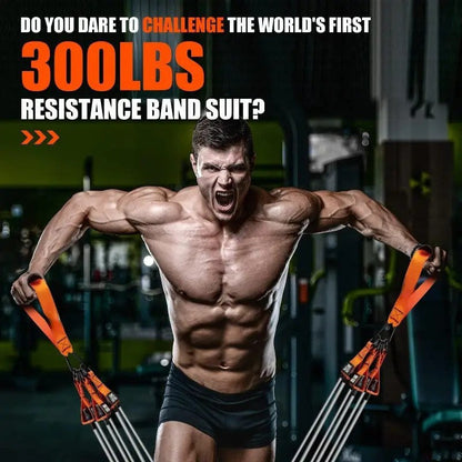 Ensemble de bandes de résistance robustes de 136 kg, kit de musculation pour salle de sport à domicile avec poignées, ancrage de porte et sangles de cheville, entraînement complet du corps pour le renforcement musculaire, la tonification et la rééducation