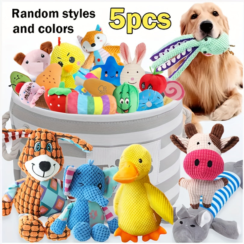 Lot de 5 petits jouets à mâcher en peluche pour chiens - Jouets dentaires pour chiots, styles et couleurs aléatoires, assortiment de jouets mignons