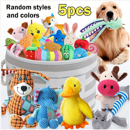 Lot de 5 petits jouets à mâcher en peluche pour chiens - Jouets dentaires pour chiots, styles et couleurs aléatoires, assortiment de jouets mignons