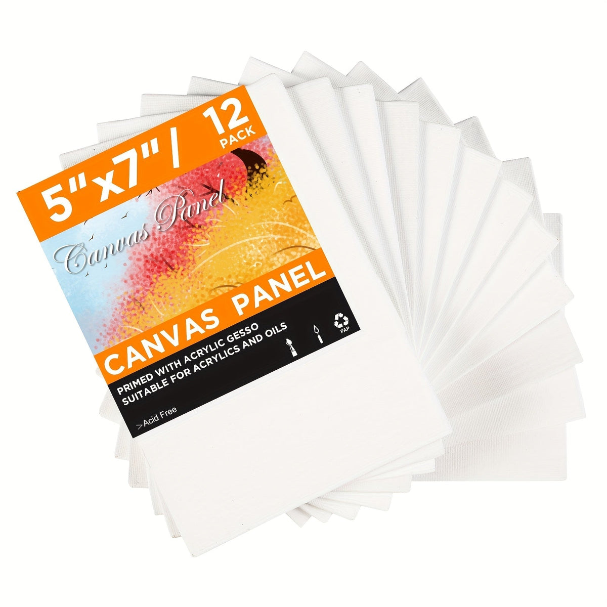 Lot de 12 et 24 panneaux entoilés 13 x 18 cm – Panneaux de peinture vierges apprêtés sans acide, prêts à l'emploi pour acrylique, huile et aquarelle, coton épais, pour artistes et débutants