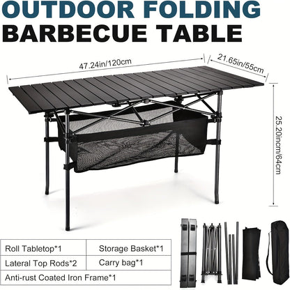 Table de camping pliante avec sac de transport – Table d'extérieur légère et portable, 3 tailles disponibles pour le camping, la plage, le pique-nique, le barbecue, le jardin, le bateau et les voyages, installation et rangement faciles