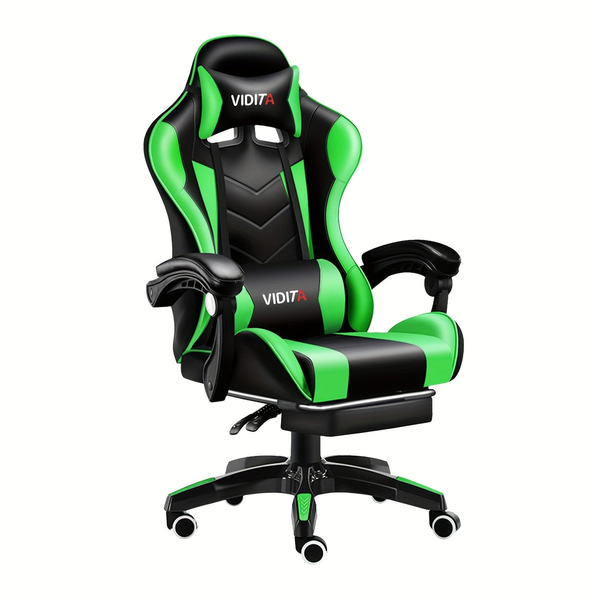 Chaise de jeu ergonomique à dossier haut style course avec repose-pieds et soutien lombaire – Chaise de bureau pivotante inclinable réglable, 8 couleurs