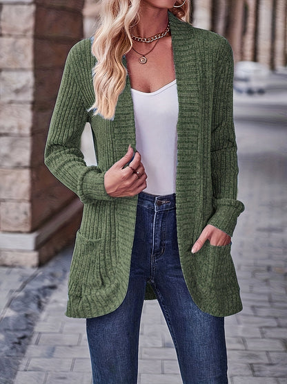 Women's Loose Casual Long Sleeve Blouse Solid Color Pocket Splicing Relaxed Fit Top 10 Colors S-XXL Spring Fall Everyday Wear