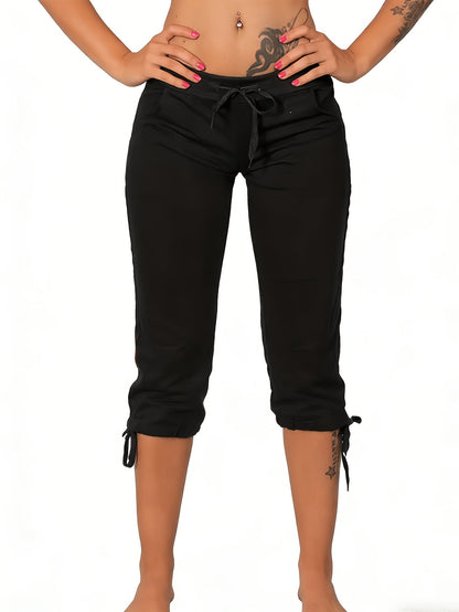 Lot de 4 pantalons courts légers pour femme – Pantacourts amples à taille cordon, bas d'été décontractés et respirants, tailles S-XXL, assortiments de couleurs variés