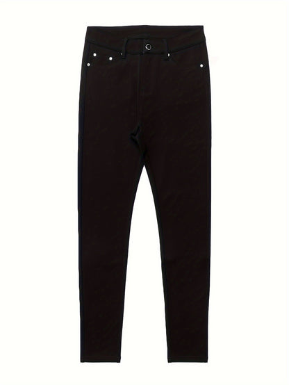 Jean skinny stretch taille haute pour femme, détail bouton en métal, style urbain, pantalon en jean coupe ajustée, 10 couleurs, S-XXL