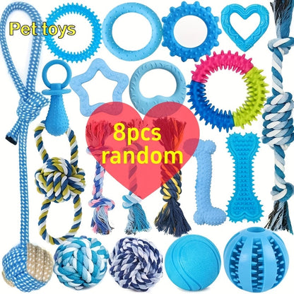 Lot de 8 jouets pour chiens de petite et moyenne taille – Design mignon de races assorties, jouets interactifs aux couleurs vives, jouets couineurs et à mâcher pour la dentition, le dressage et le jeu, styles et couleurs aléatoires