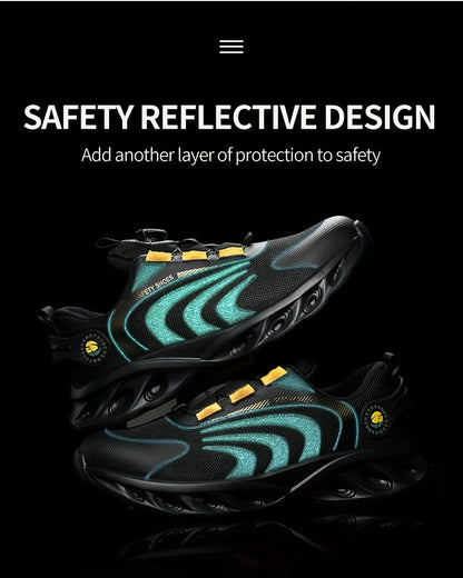Chaussures de sécurité à embout d'acier pour hommes, largeur large, anti-perforation avec boucle rotative – Bottes de travail antidérapantes et rembourrées pour la construction, l'industrie et l'entrepôt, tailles US 6,5–13,5