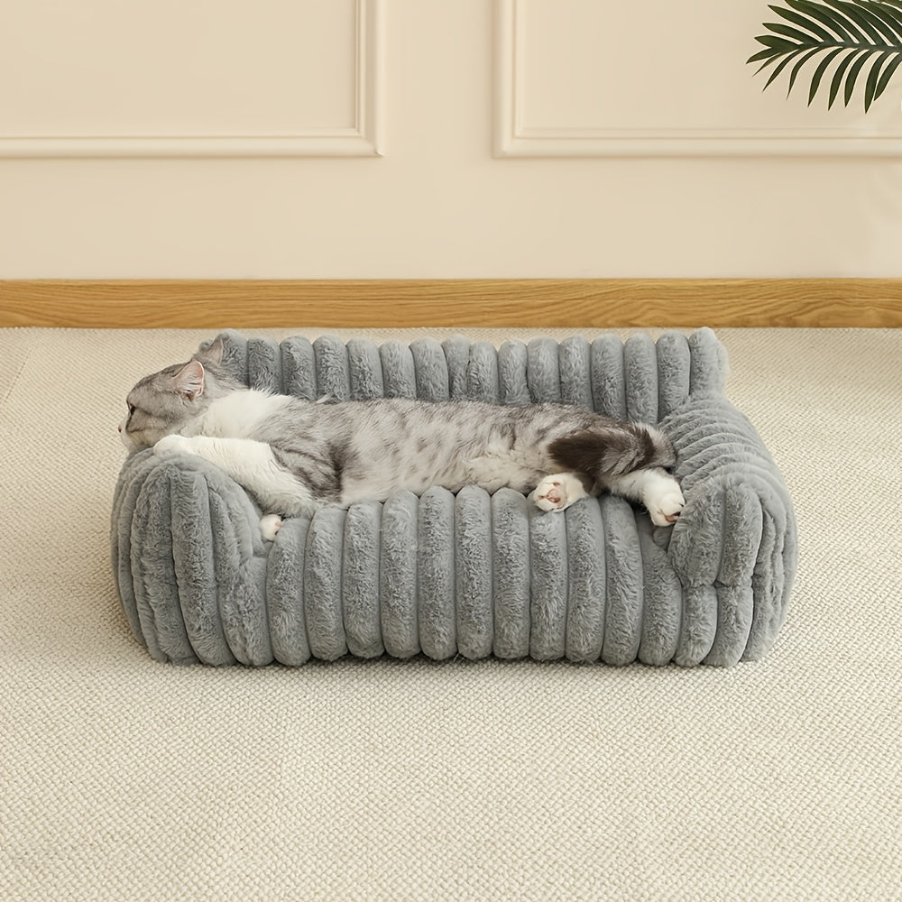 Canapé-lit pour chat - Maison pour chat douce, confortable et respirante pour grands, moyens et petits chats, joli panier de couchage en peluche adapté à toutes les saisons, transat pour chat d'intérieur et nid de repos douillet