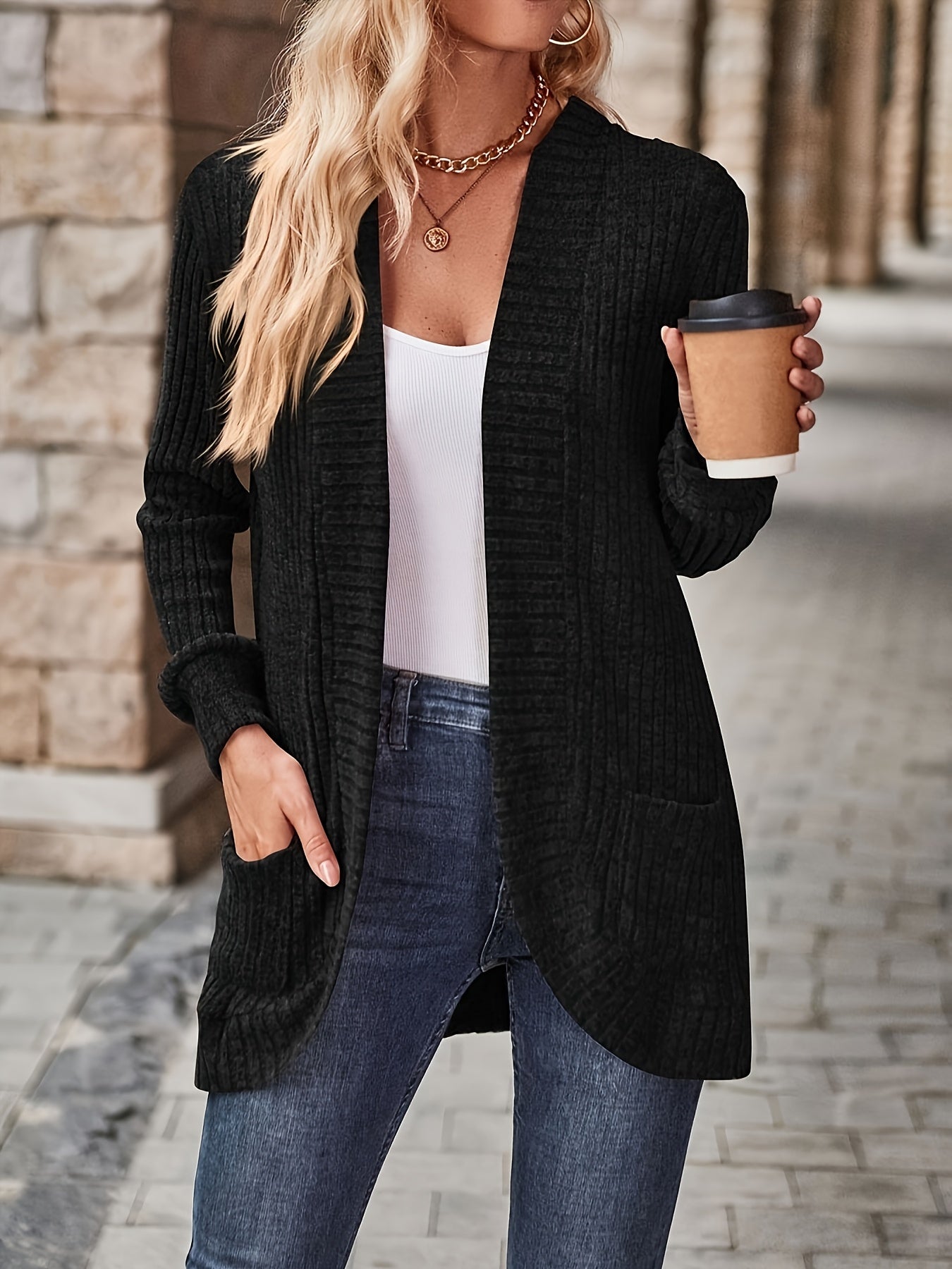 Women's Loose Casual Long Sleeve Blouse Solid Color Pocket Splicing Relaxed Fit Top 10 Colors S-XXL Spring Fall Everyday Wear