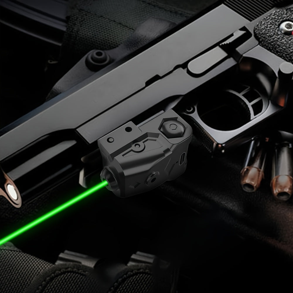Viseur laser rechargeable USB-C pour rail Picatinny – Combo viseur point laser vert et rouge avec lampe torche tactique, résistant aux vibrations, réglage rapide, pour pistolets, fusils, chasse et compétition