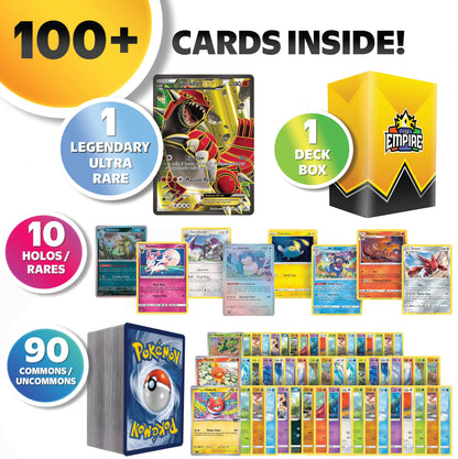 Lot de combat Ultra Rare Pokémon Légendaires et Fabuleux – 100+ cartes JCC authentiques – 1 carte Ultra Rare Légendaire ou Fabuleuse garantie | Mewtwo Lugia Arceus Rayquaza | Holos et Rares | Cadeau pour enfants et collectionneurs