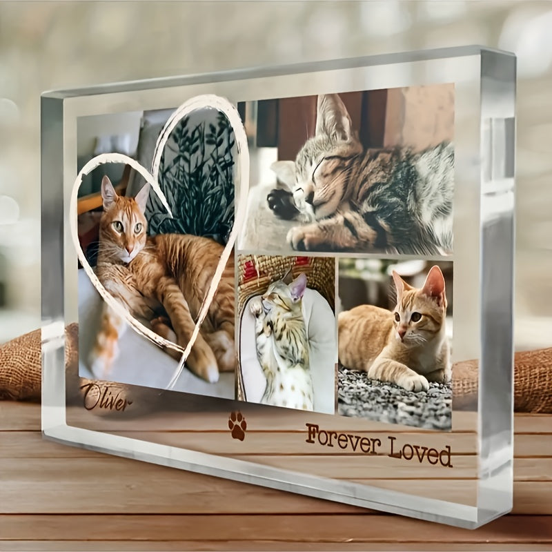 Plaque acrylique personnalisée pour animal de compagnie « Forever Loved » - Cadeau commémoratif personnalisé pour chien et chat, souvenir de deuil avec photo imprimée, cadeau attentionné pour propriétaires d'animaux endeuillés