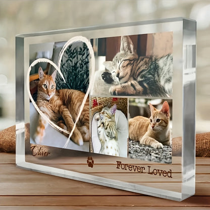 Plaque acrylique personnalisée pour animal de compagnie « Forever Loved » - Cadeau commémoratif personnalisé pour chien et chat, souvenir de deuil avec photo imprimée, cadeau attentionné pour propriétaires d'animaux endeuillés