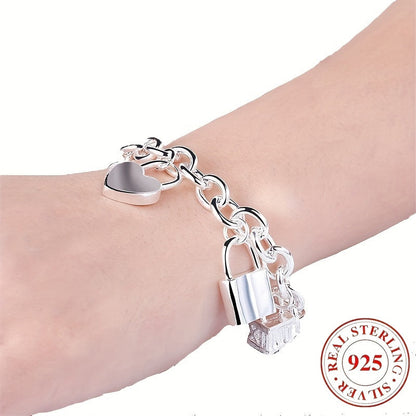 Bracelet avec pendentif en argent sterling 925 style coréen pour femme – Design tendance à maillons, hypoallergénique, 20 cm / 7,87 po, élégant au quotidien et cadeau idéal pour toutes les occasions