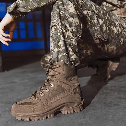 Bottes de randonnée tactiques montantes légères pour hommes – Bottes d'extérieur durables et antidérapantes pour la jungle, la chasse et les voyages d'aventure, toutes saisons, vert armée, marron foncé, sable, US 6,5-12