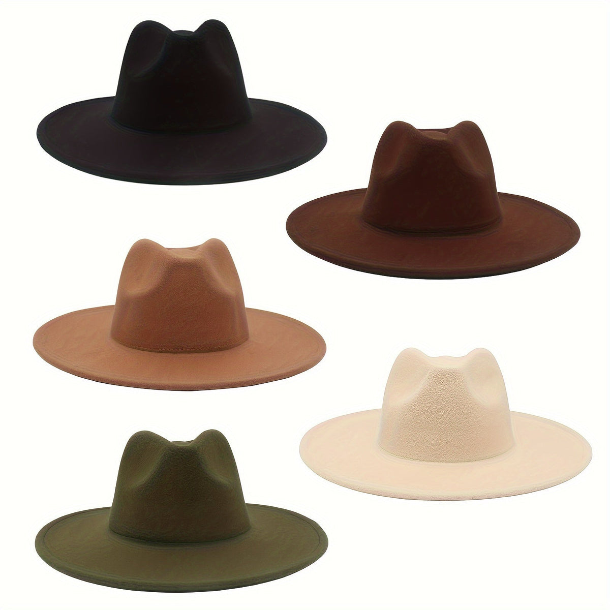 Chapeau de cow-boy à larges bords pour hommes et femmes – Fedora en feutre style western, chapeau style Panama Trilby jazz classique, chapeau de soleil pour festivals en plein air, voyages et tenue décontractée au quotidien