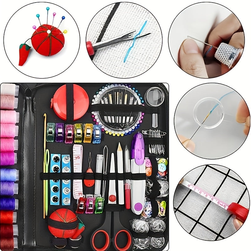 Kit de couture complet 269 pièces avec étui portable – Inclut fil, aiguilles, ciseaux, mètre ruban et épingles – Fournitures de couture parfaites pour débutants, voyageurs, grand-mère, maman et amis