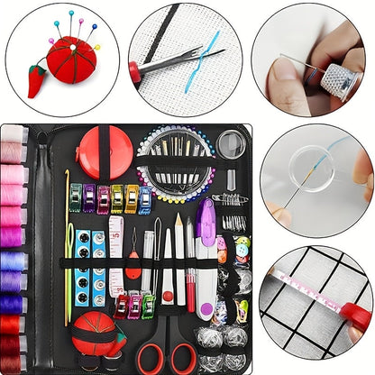 Kit de couture complet 269 pièces avec étui portable – Inclut fil, aiguilles, ciseaux, mètre ruban et épingles – Fournitures de couture parfaites pour débutants, voyageurs, grand-mère, maman et amis