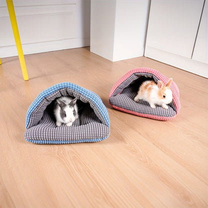 Cachette pour cochon d'Inde, sac de couchage chaud pour petits animaux, lit douillet semi-fermé et doux pour lapins, furets, hérissons, écureuils et chatons, nid cachette pour petit animal lavable en machine, sac de couchage en peluche