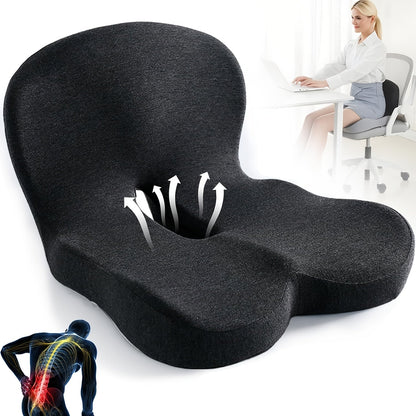 Coussin de siège ergonomique en mousse à mémoire de forme avec soutien lombaire – Coussin antidérapant pour chaise de bureau, fauteuil gaming et siège de voiture pour soulager les douleurs aux hanches et au coccyx, confort prolongé en position assise