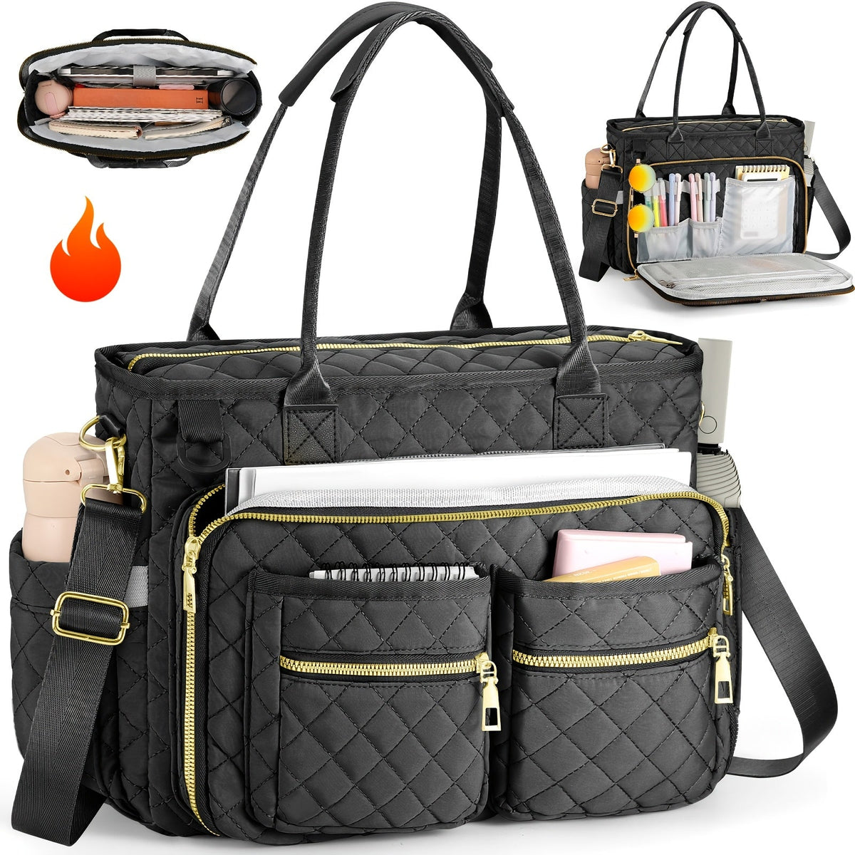 Sac fourre-tout à motif losanges pour femme – Sac de travail pour ordinateur portable à compartiments multiples, sac de banlieue résistant à l'usure pour enseignante, sac à bandoulière professionnel élégant pour le bureau, l'école et les voyages