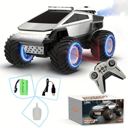 Camion monstre télécommandé échelle 1:12, 2,4 GHz, 4 roues motrices, véhicule tout-terrain avec lumières LED, effets sonores réalistes et poignée ergonomique pour enfants et adultes