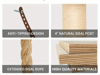 Arbre à chat multi-niveaux de 150 cm pour chats d'intérieur – Grand arbre à chat avec zone de repos en peluche, poteau à griffer en sisal et jouet à balle suspendue – Idéal pour chambre, salon et foyers multi-chats – Velora