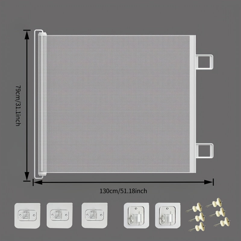 Retractable Mesh Pet Gate for Dogs and Cats - No Drill Easy Install Safety Gate for Stairs Doors Rooms, Indoor Outdoor Dog Gate Stair Guard for Home Office Hallway