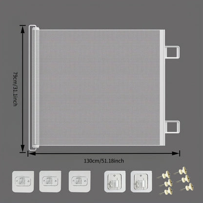 Retractable Mesh Pet Gate for Dogs and Cats - No Drill Easy Install Safety Gate for Stairs Doors Rooms, Indoor Outdoor Dog Gate Stair Guard for Home Office Hallway